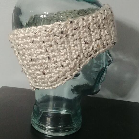 Handmade Crocheted Contoured Unisex Headband/Earwarmer Aspen Tweed - Picture 5 of 6